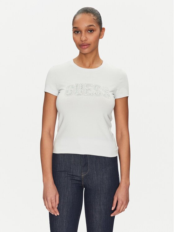 GUESS Tricou W5GI04 J1314 Albastru celest Slim Fit