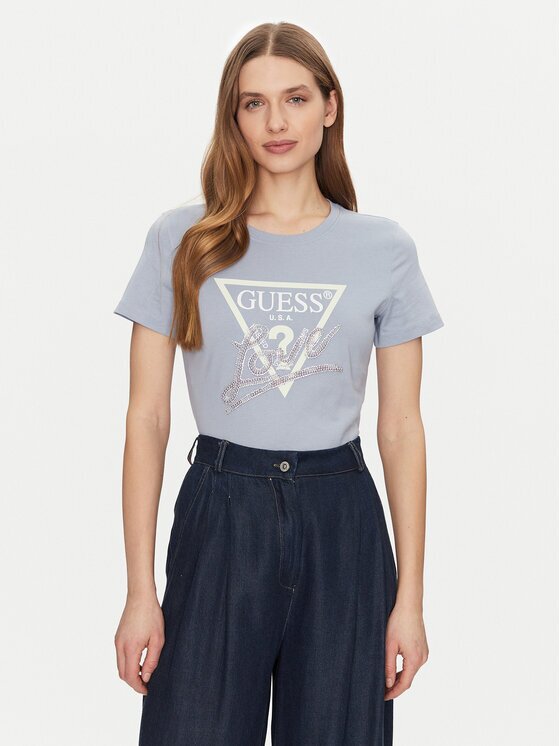 GUESS Tricou W5GI05 I3Z14 Albastru celest Regular Fit