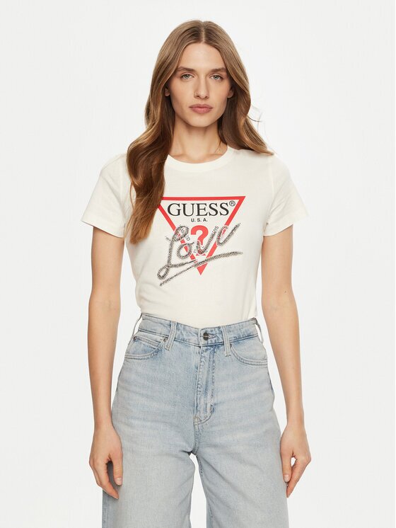 GUESS Tricou W5RI10 I3Z14 Écru Regular Fit