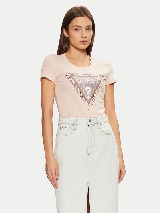 GUESS Tricou W5RI22 J1314 Écru Regular Fit