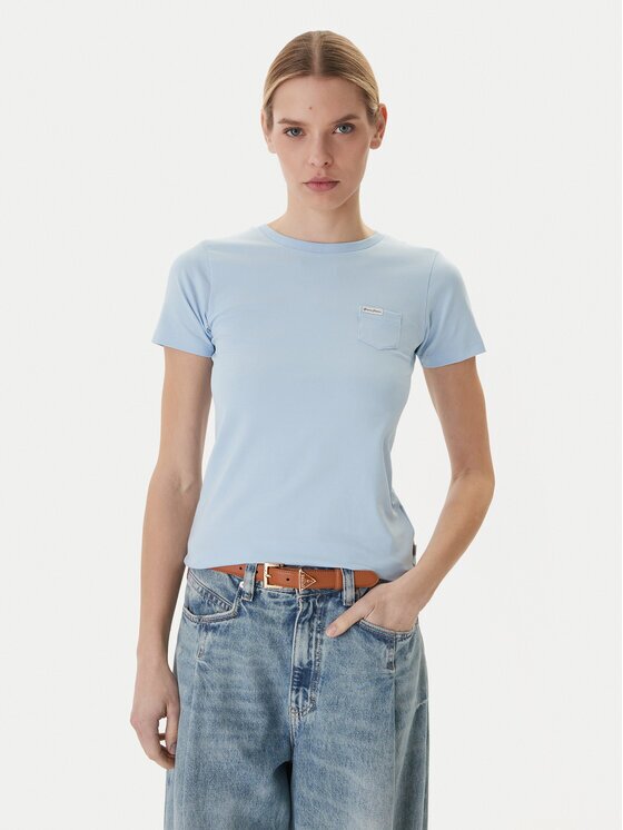 GUESS Tricou W5RI52 J1314 Albastru celest Regular Fit