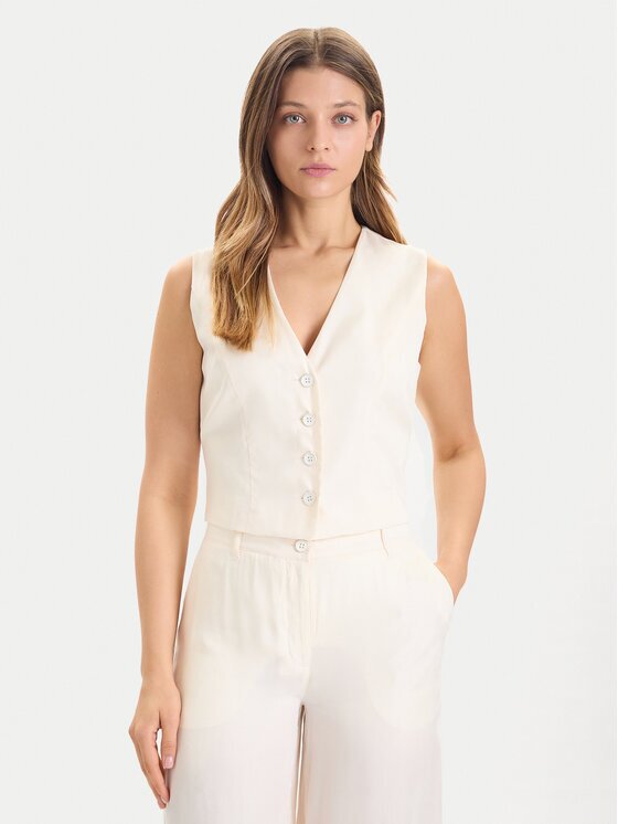 GUESS Vestă elegantă W5YH51 WH5N2 Écru Regular Fit