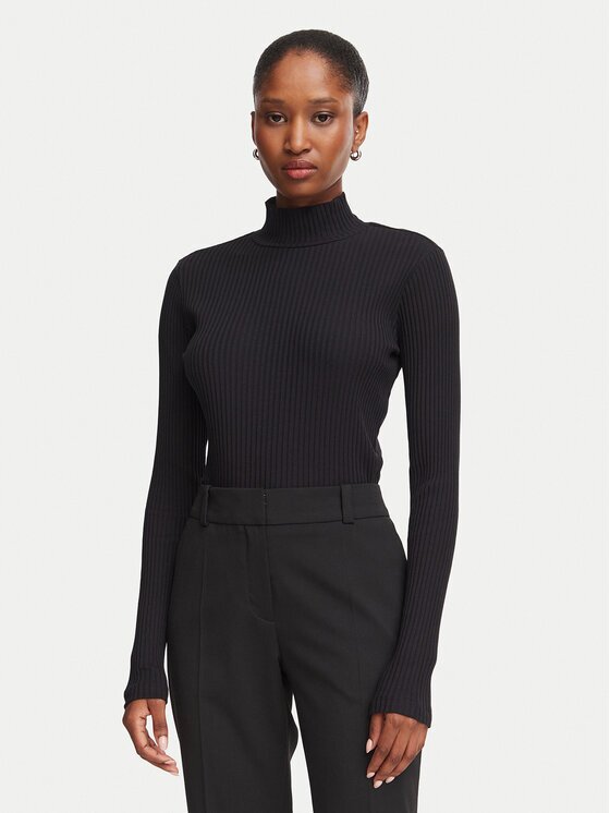 Hugo Bluză cu gât 50571245 Negru Regular Fit