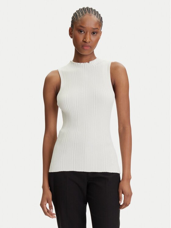 Hugo Bluză Sarepilk 50542597 Écru Slim Fit