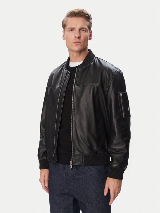 Hugo Geacă de piele Ladamor 50567800 Regular Fit