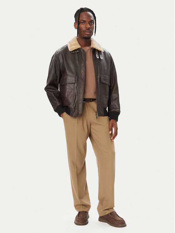 Hugo Geacă de piele Lorano 50567431 Regular Fit