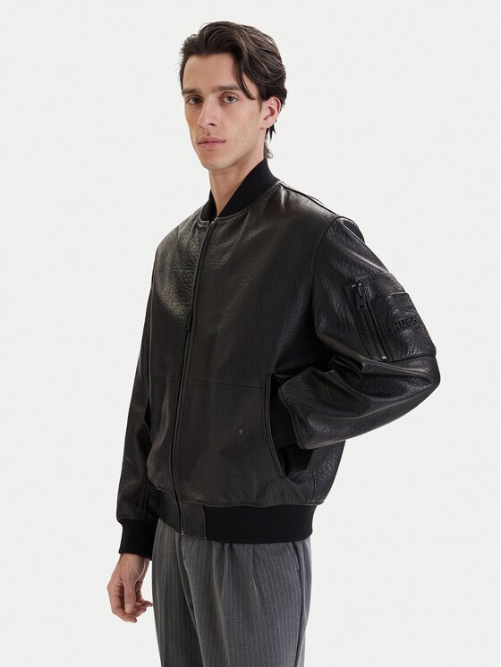 Hugo Geacă de piele Lude 50553111 Regular Fit