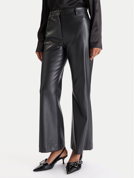 Hugo Pantaloni din imitație de piele Hamunelle-1 50546824 Flare Fit