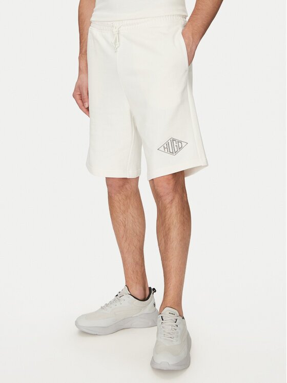 Hugo Pantaloni scurți sport Damtus 50534953 Écru Relaxed Fit