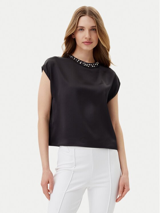 Imperial Bluză RIC3JBA Negru Regular Fit