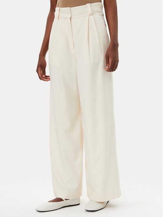 Ivy Oak Pantaloni din material Prescilla Ann IO115176 Écru Wide Leg