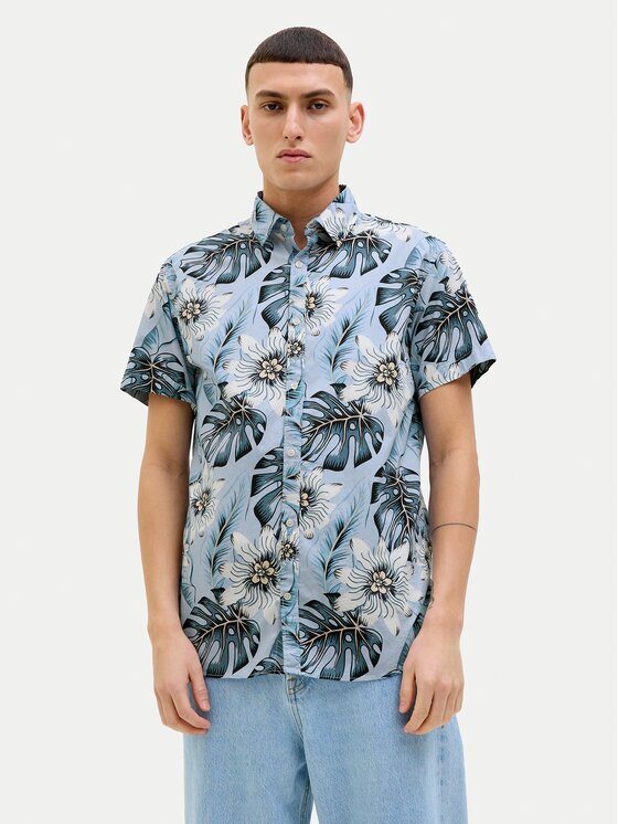 Jack & Jones Cămașă Hawaii 12269137 Albastru celest Comfort Fit