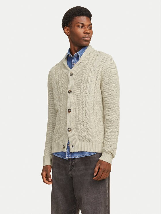 Jack & Jones Cardigan Craig 12258484 Écru Regular Fit