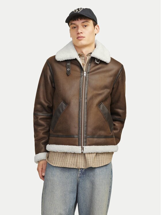 Jack & Jones Geacă din imitație de piele Cole Aviator 12261819 Regular Fit