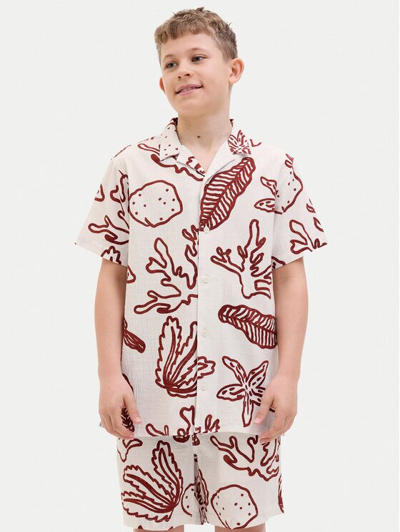 Jack & Jones Junior Cămașă Luke 12277298 Écru Relaxed Fit