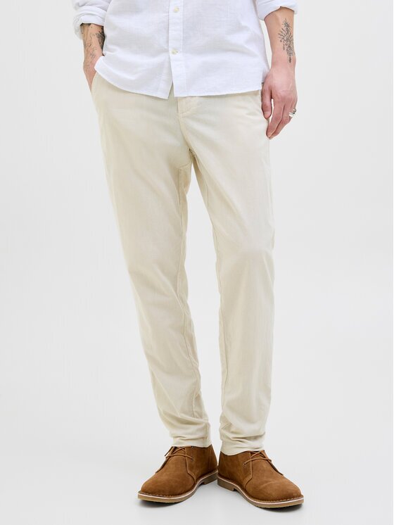 Jack & Jones Pantaloni chino Stace 12248604 Écru Tapered Fit