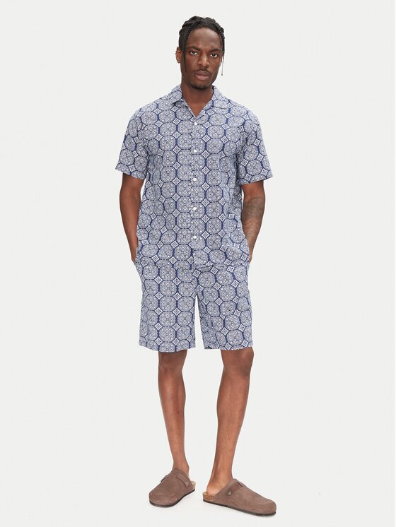 Jack & Jones Set cămașă și șorturi din material textil Seersucker 12284648 Relaxed Fit