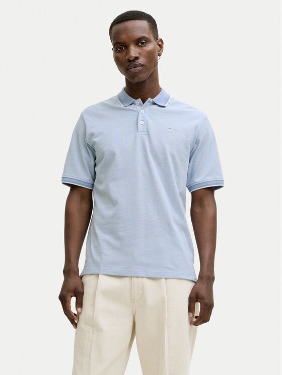 Jack & Jones Tricou polo Blualves 12274681 Albastru celest Regular Fit