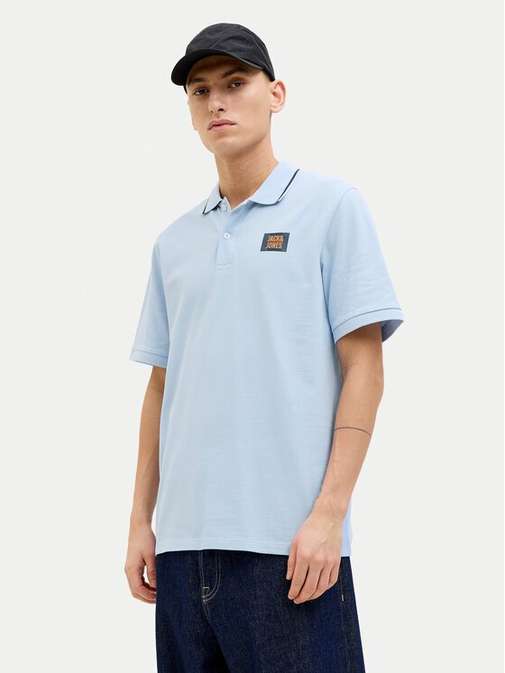 Jack & Jones Tricou polo Hudson 12269238 Albastru celest Regular Fit