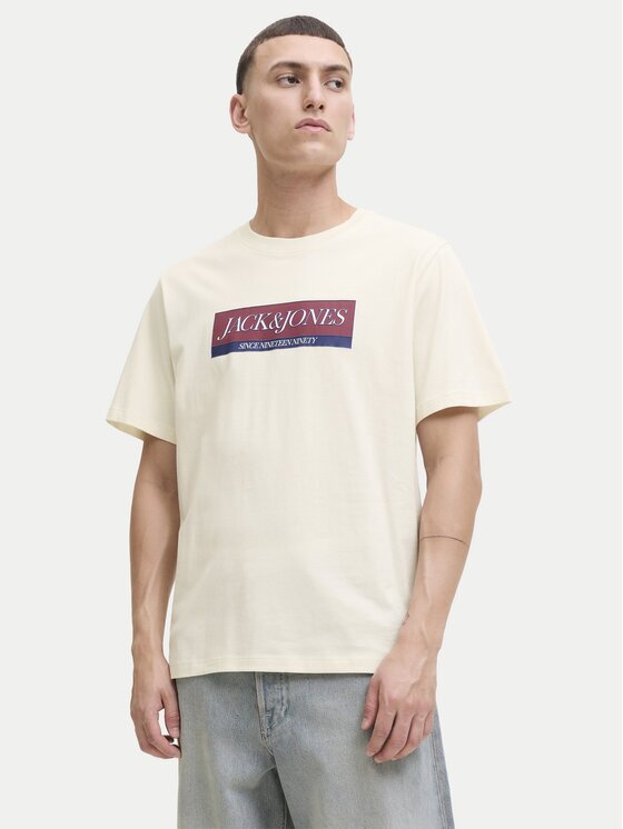 Jack & Jones Tricou Rinwood 12283628 Écru Regular Fit