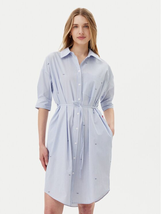 JOOP! Jeans Rochie tip cămașă Dua 30046173 Albastru celest Relaxed Fit