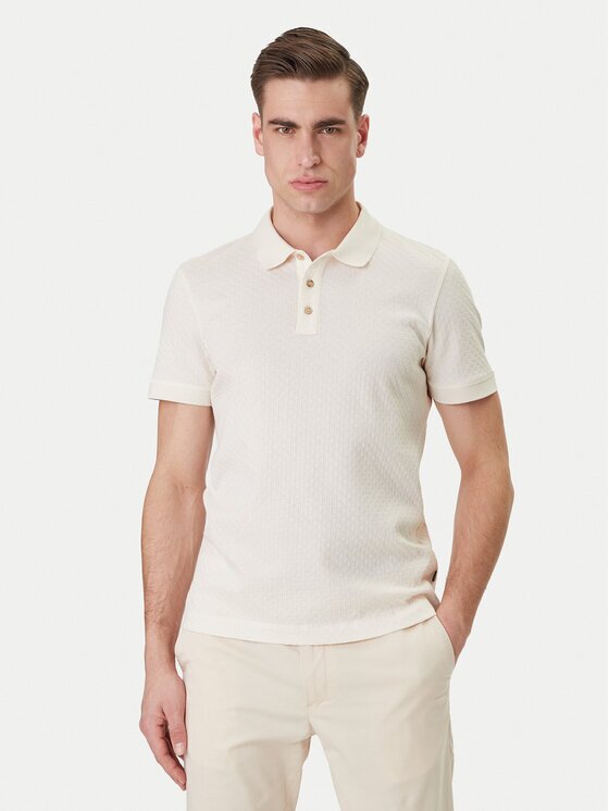 Joop! Tricou polo Roni 10100056 30100501 Écru Regular Fit