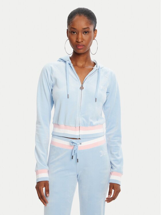 Juicy Couture Bluză Velour Crop JCWAS225351 Albastru celest Regular Fit