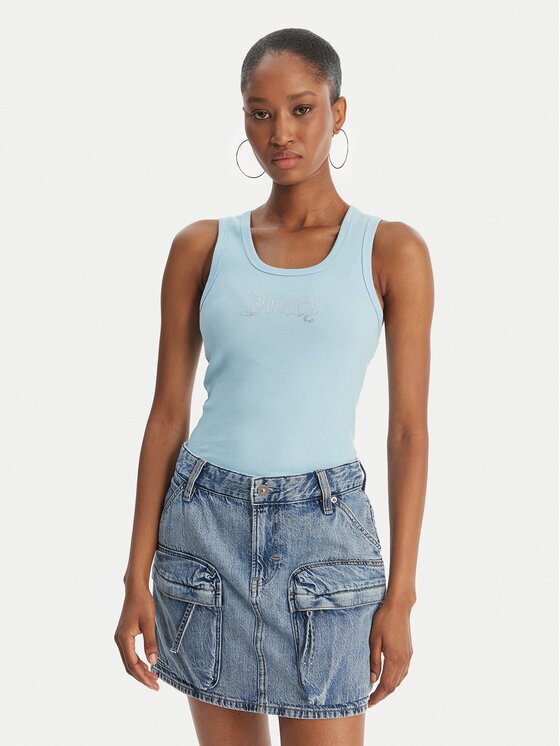 Juicy Couture Top Thin Strap JCWLV126308 Albastru celest Slim Fit