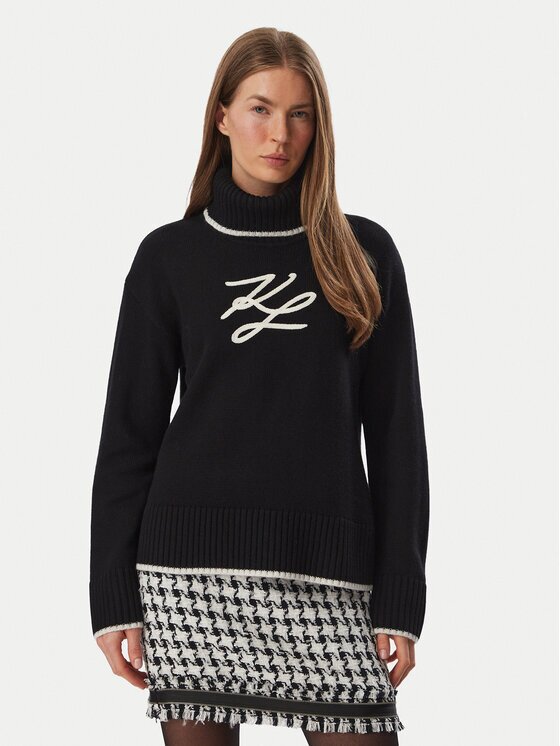 Karl Lagerfeld Bluză cu gât B4W18033 Regular Fit