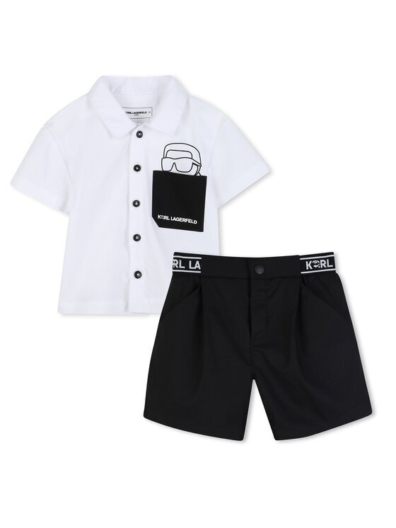 KARL LAGERFELD KIDS Set cămașă și șorturi din material textil Z31077 Regular Fit