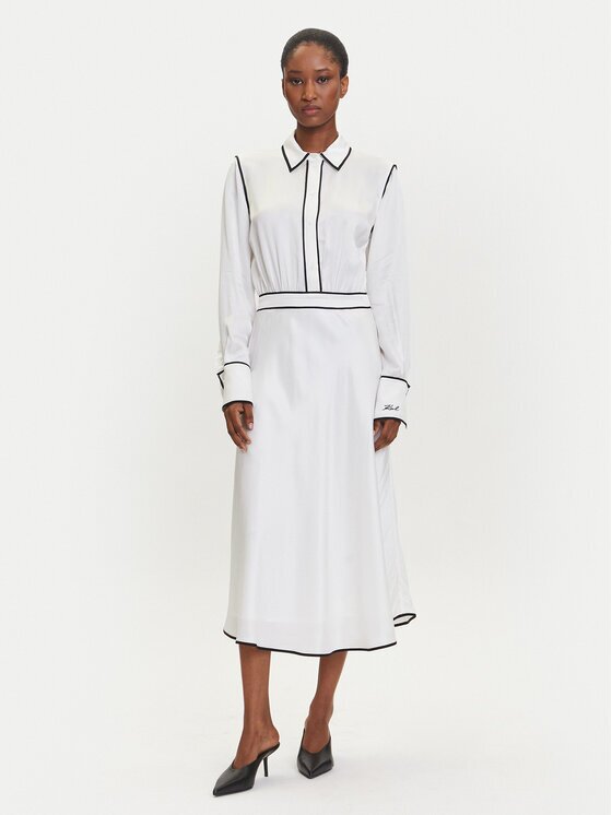 Karl Lagerfeld Rochie tip cămașă A3W13021 Écru Regular Fit