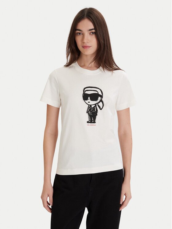 Karl Lagerfeld Tricou A1W17126 Écru Regular Fit