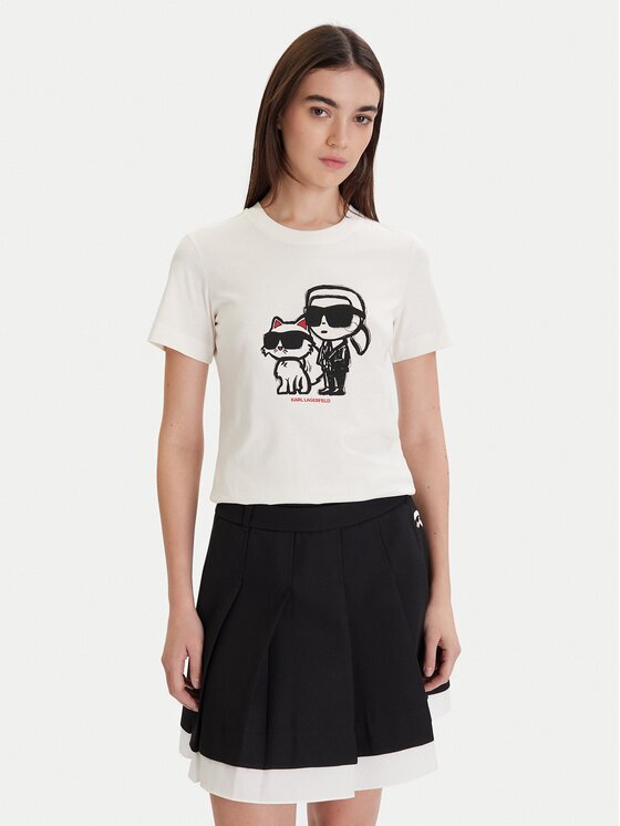 Karl Lagerfeld Tricou A1W17129 Écru Regular Fit