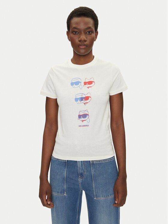 Karl Lagerfeld Tricou A2W17112 Écru Regular Fit