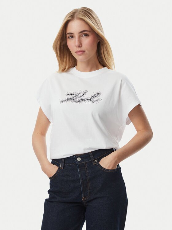 Karl Lagerfeld Tricou Rhinestone B4W17048 Relaxed Fit
