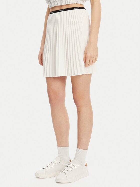 Lacoste Fustă plisată JF1403 Écru Regular Fit