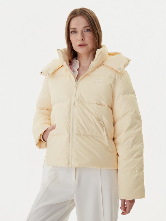 Lacoste Geacă din puf BF3262 Écru Relaxed Fit