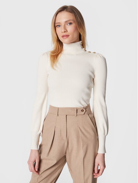 Lauren Ralph Lauren Bluză cu gât 200882214002 Écru Slim Fit