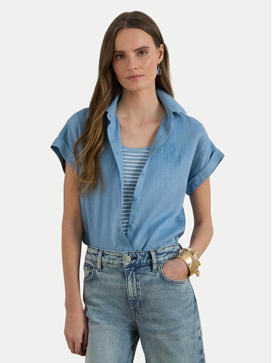 Lauren Ralph Lauren Cămașă 200874259011 Albastru celest Relaxed Fit
