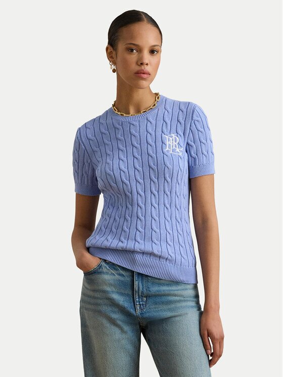 Lauren Ralph Lauren Pulover 200P07025003 Albastru celest Relaxed Fit