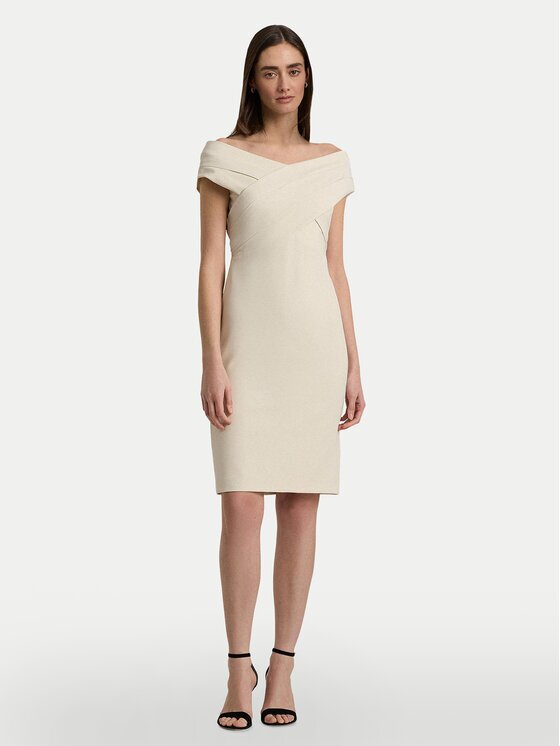 Lauren Ralph Lauren Rochie cocktail 253936390002 Écru Slim Fit