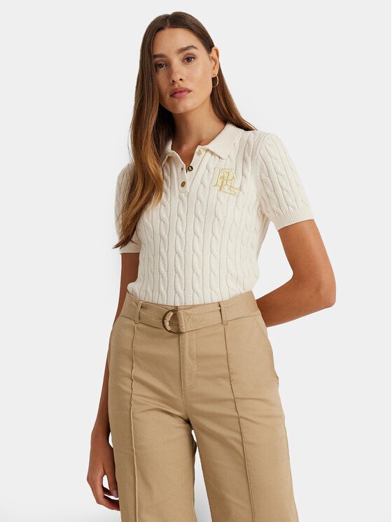 Lauren Ralph Lauren Tricou polo 200932224001 Écru Slim Fit