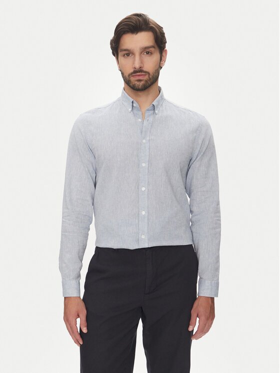 Lindbergh Cămașă 30-203344B Albastru celest Relaxed Fit