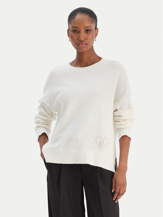 Liu Jo Pulover MF5444 MS76L Écru Regular Fit