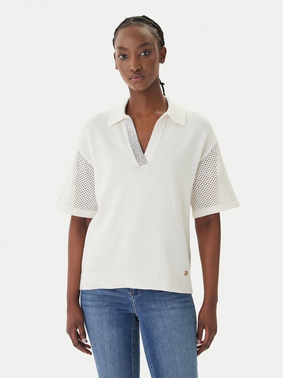 Liu Jo Sport Tricou polo TA6110 MS71G Écru Regular Fit