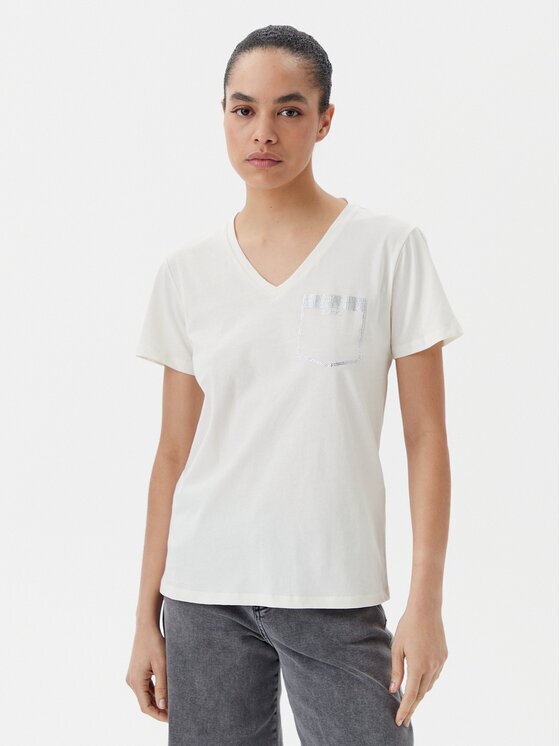 Liu Jo Sport Tricou TA5172 JS923 Écru Regular Fit