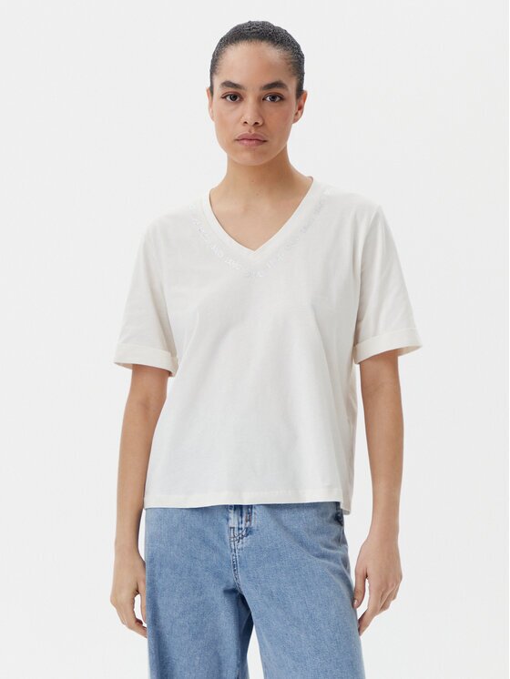 Liu Jo Sport Tricou TA5175 JS923 Écru Regular Fit