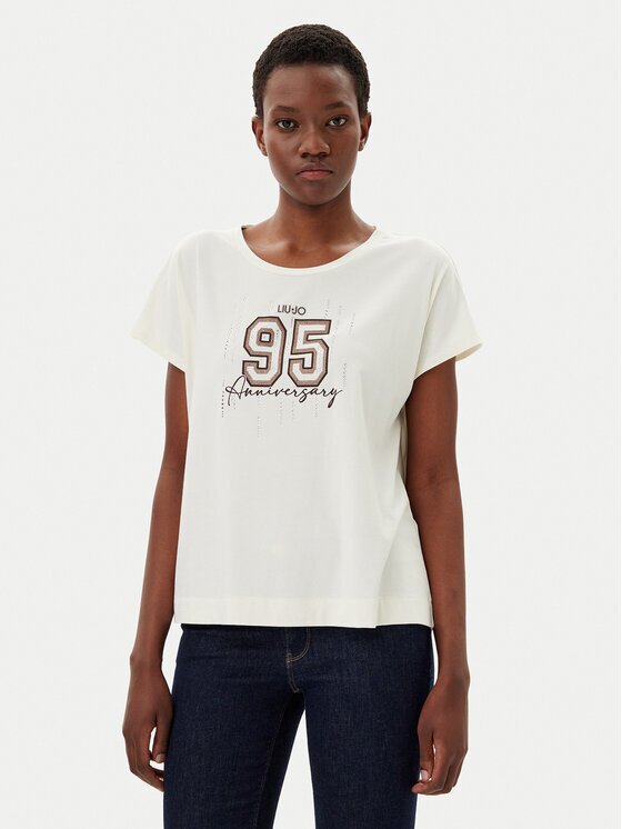 Liu Jo Sport Tricou TA5268 JS005 Écru Regular Fit