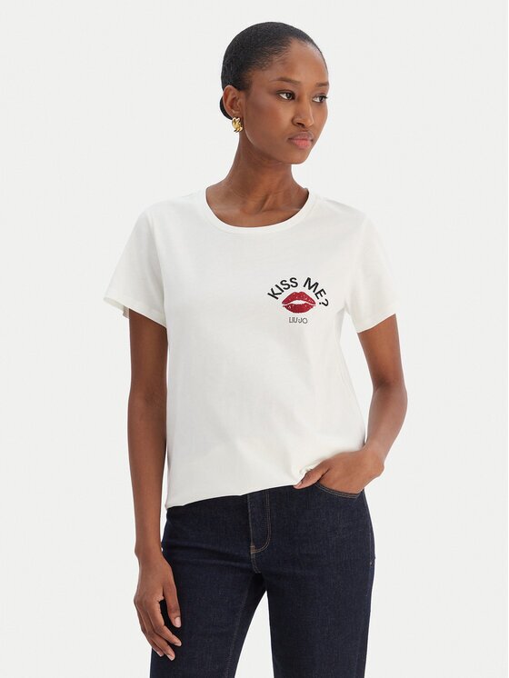 Liu Jo Sport Tricou TF5275 JS923 Écru Regular Fit
