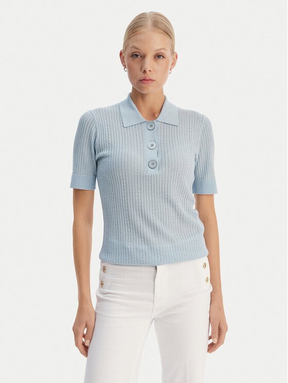 Liu Jo Tricou polo WA6285 MS46J Albastru celest Slim Fit
